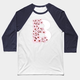 Colorful capital letter B patterned with sakura twig Baseball T-Shirt